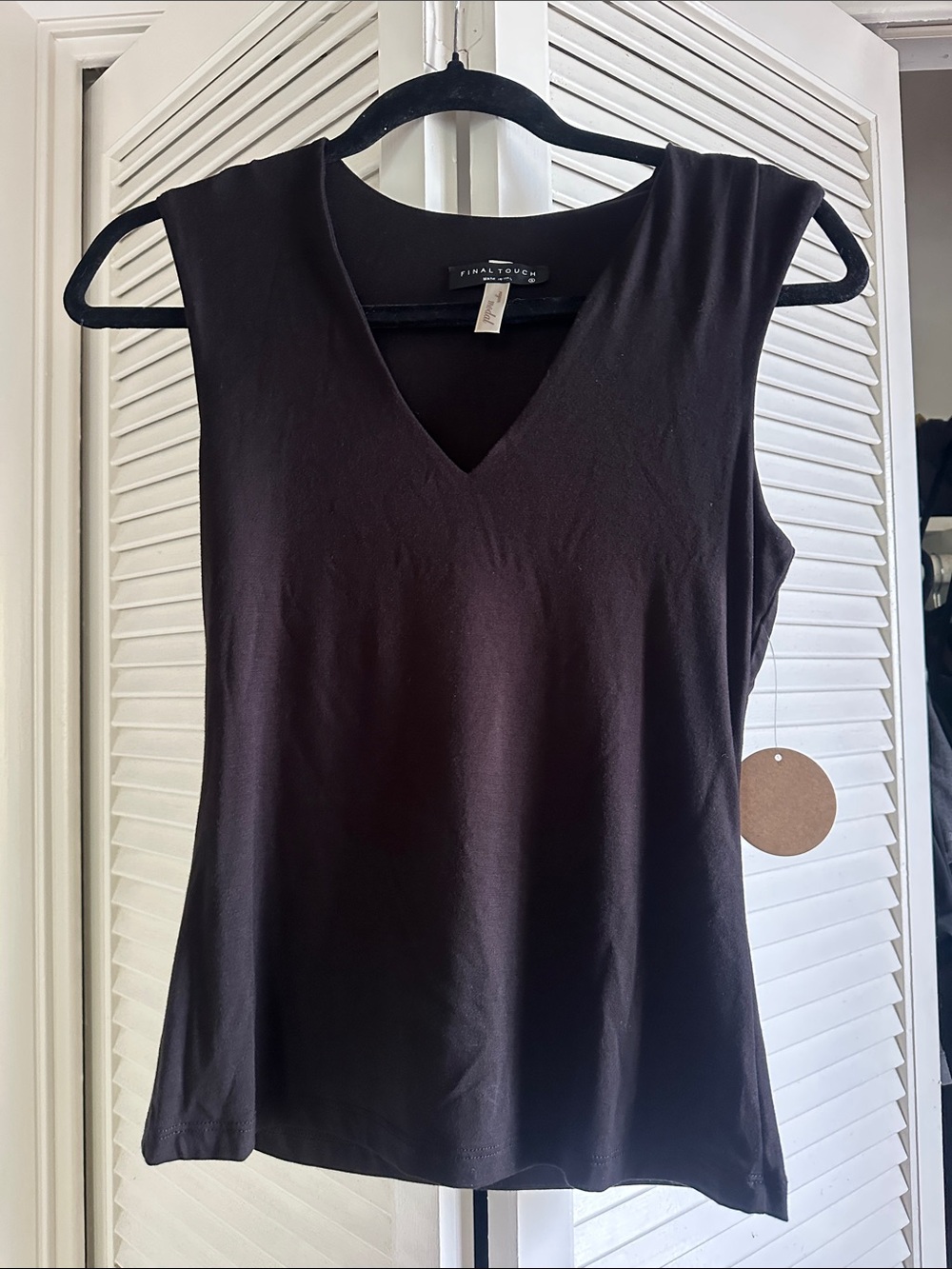 Final Touch Black V-Neck Sleeveless Tank Top